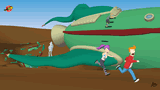 futurama crashed away bender leela fry ship by alanquest