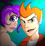 futurama fry and leela monkey punch style
