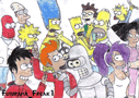 futurama and simpsons drawing by futuramafreak1