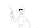 futurama bender in action sketch by pong123