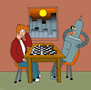 futurama man fry vs machine bender by pong123