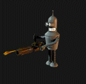 futurama bender with a machinegun